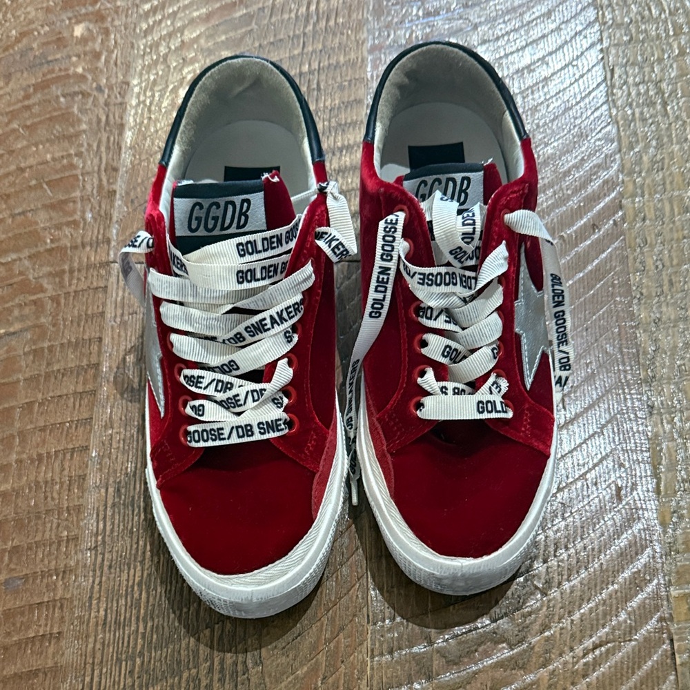 Golden Goose Red and White Sneakers